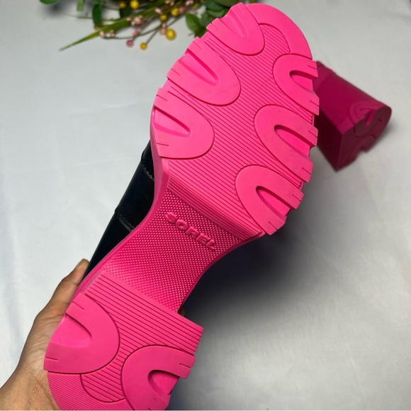Sorel Brex Waterproof High-Heel Chelsea Boots Black Cactus Pink Size 7.5 - Picture 7 of 16